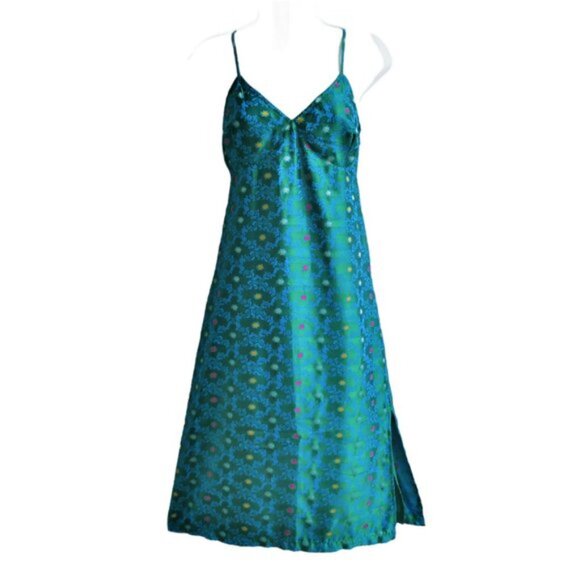 Vintage Y2K 90s Free People Satiny Slip Dress Side YKK Zip Cotton Lining 7 8 - Picture 9 of 10